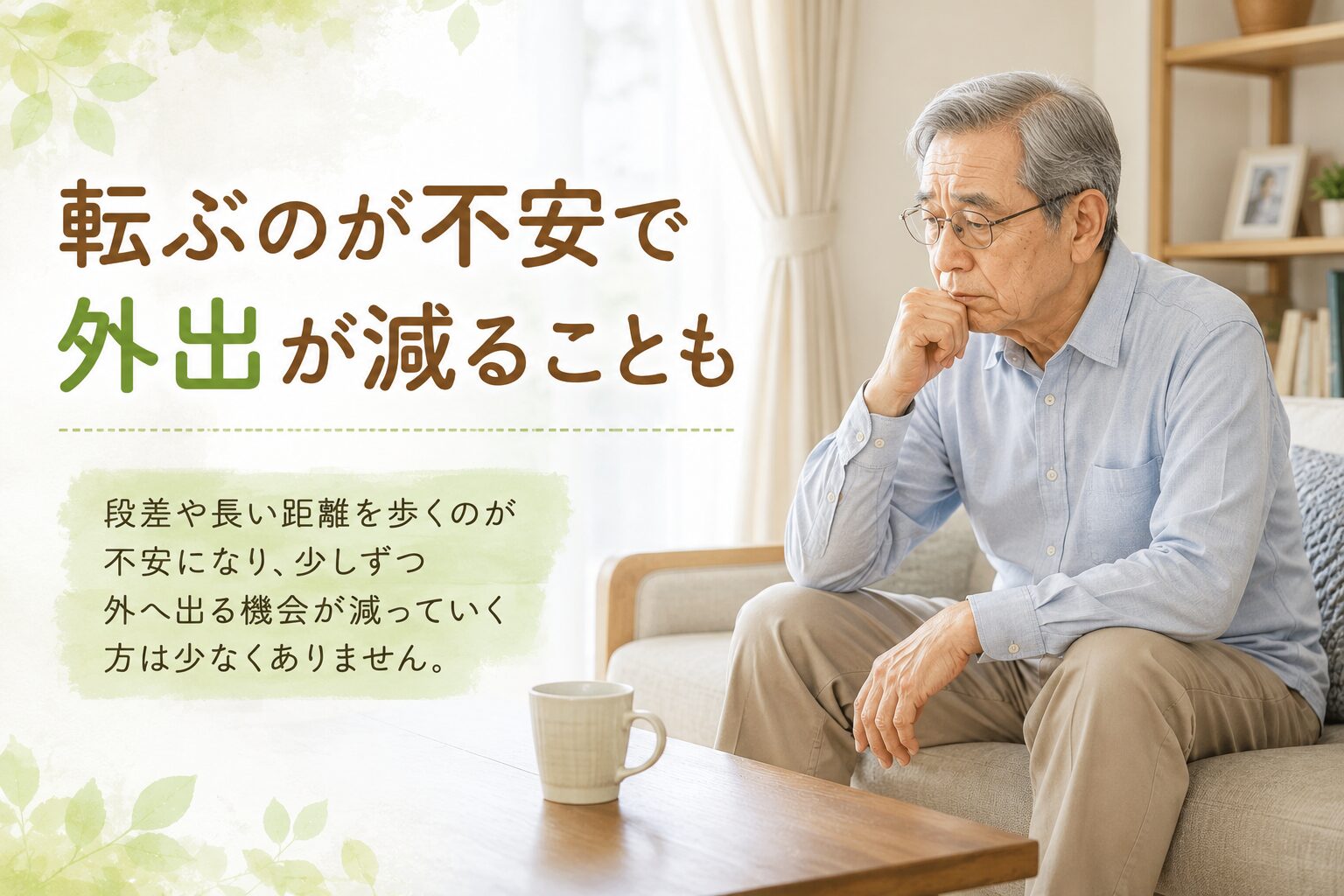 歩行器を使うと外出が増える_転倒不安で外出が減る高齢男性