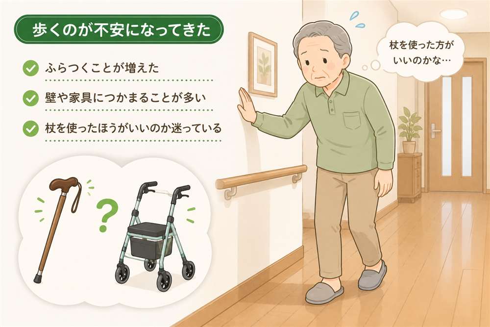 歩くことに不安を感じ始めた高齢者
