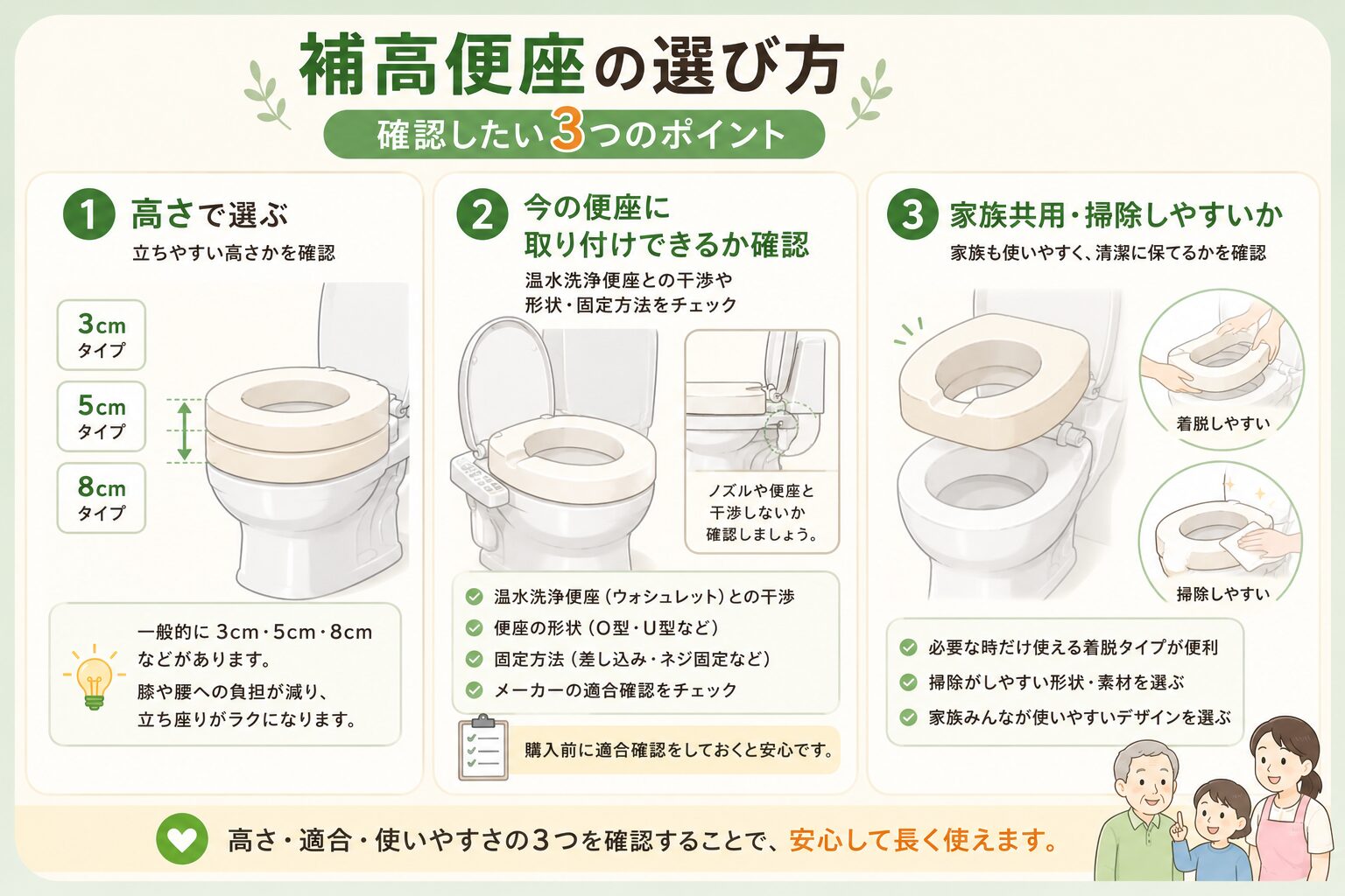 補高便座の選び方で確認したい高さ・適合・家族共用の3つのポイント