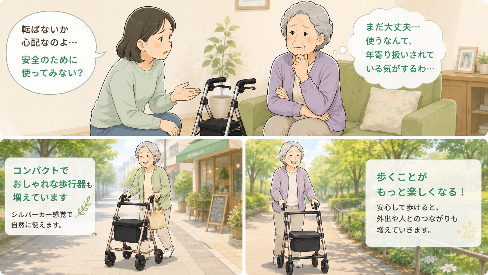 歩行器の使用を巡る家族と本人のすれ違い