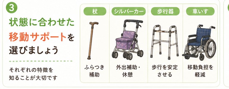 状態に合わせた移動サポートを選びましょう