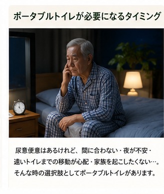ポータブルトイレの導入を検討するサイン