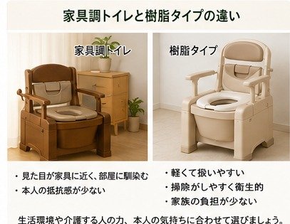 家具調ポータブルトイレと樹脂製の比較