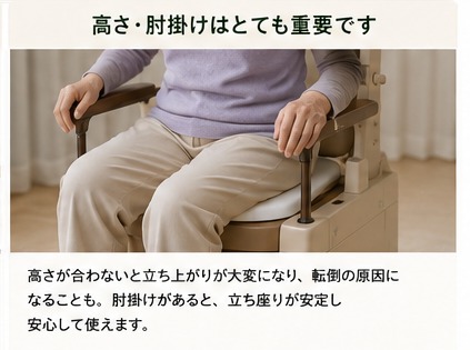 ポータブルトイレの高さと肘掛けの確認方法