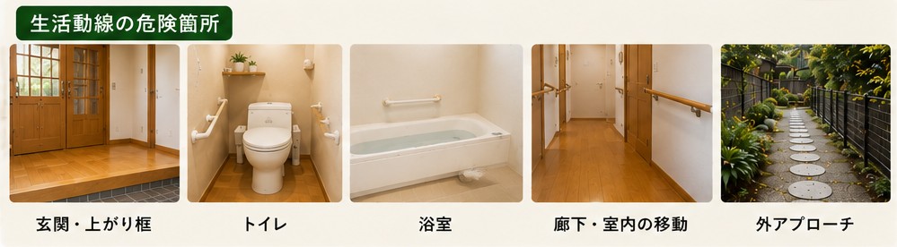 玄関トイレ浴室廊下など生活動線の危険箇所