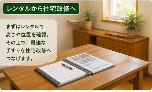 レンタル手すりで高さや位置を確認する相談場面
