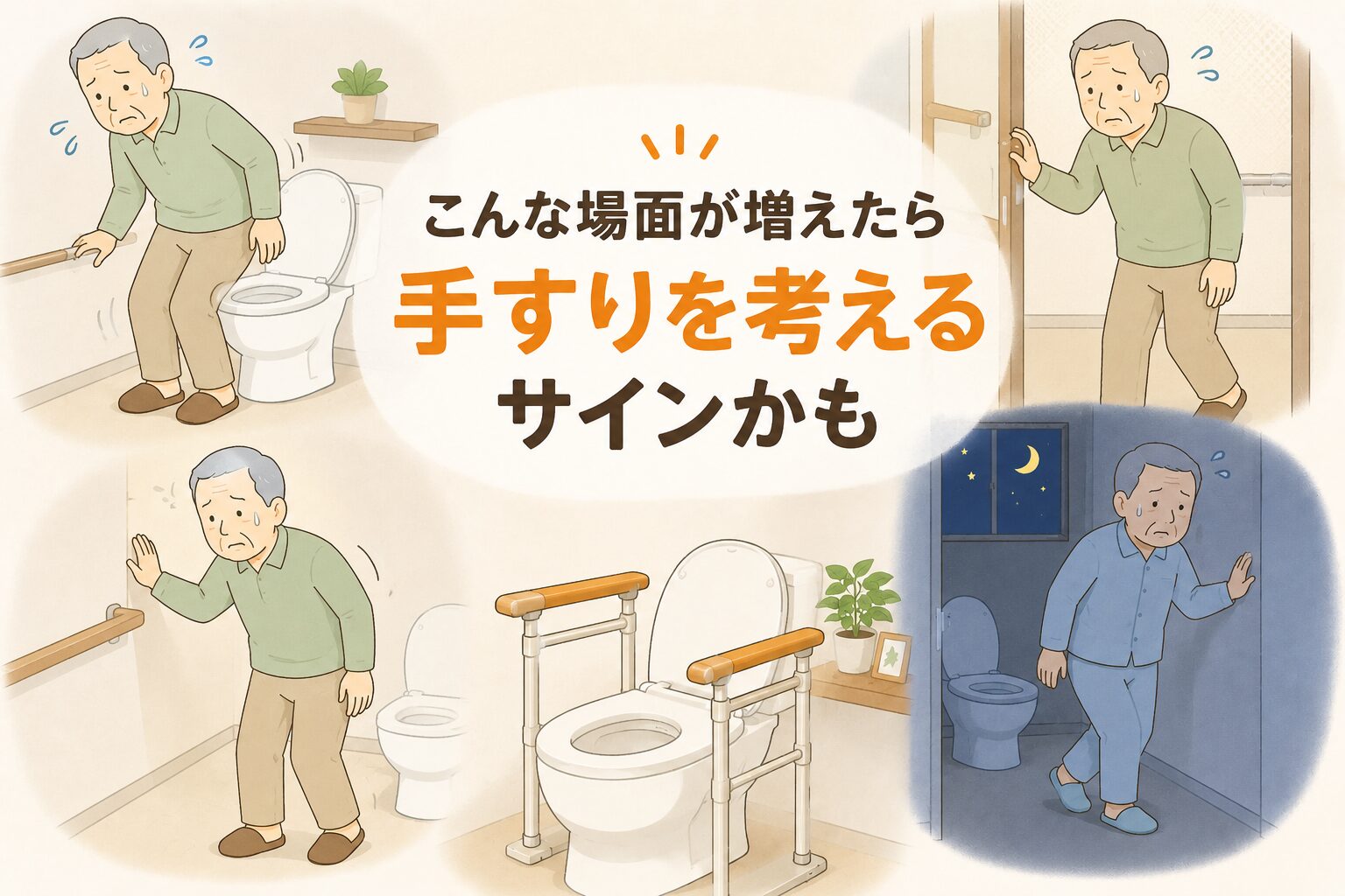 トイレ用手すりが必要になるサインをまとめた図解
